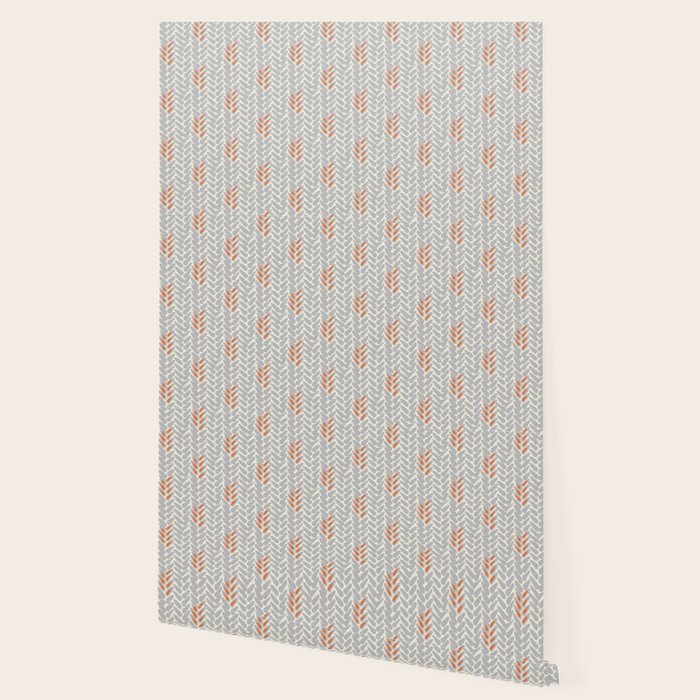 Orange and Grey Wheat Pattern Wallpaper Gallery Image 2