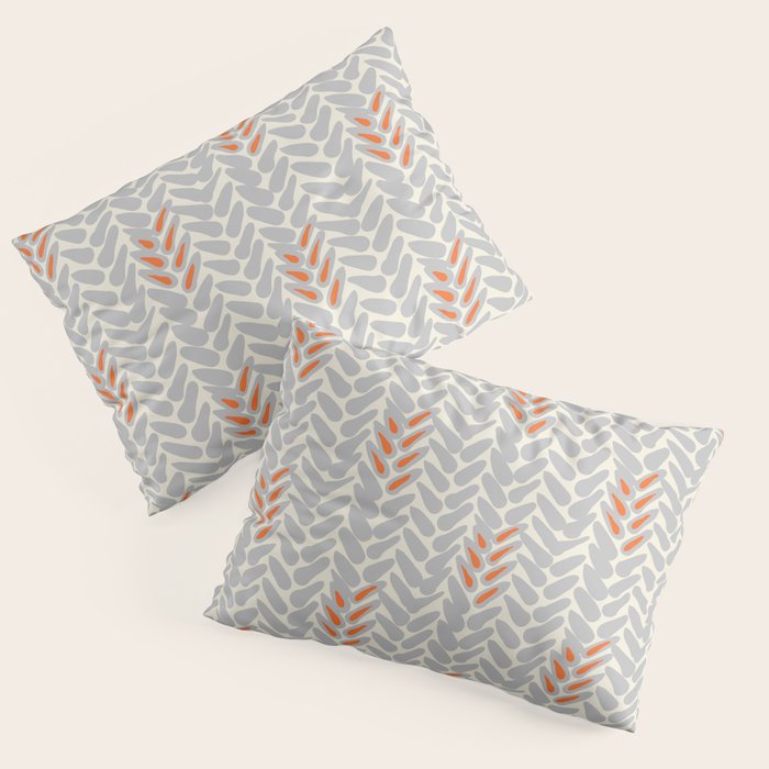 Orange and Grey Wheat Pattern Pillow Sham Gallery Image 3