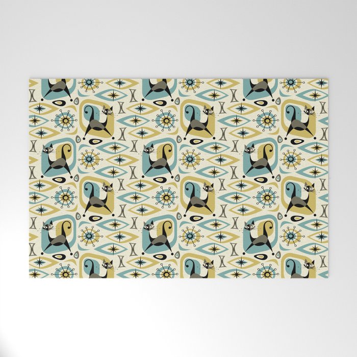 Mid Century Cat Abstract - Gld/Blu ©studioxtine Welcome Mat Gallery Image 1