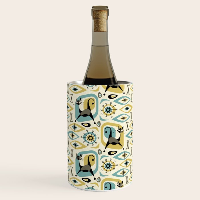 Mid Century Cat Abstract - Gld/Blu ©studioxtine Wine Chiller Gallery Image 1