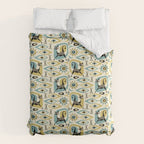 Mid Century Cat Abstract - Gld/Blu ©studioxtine Duvet Cover Gallery Image 6