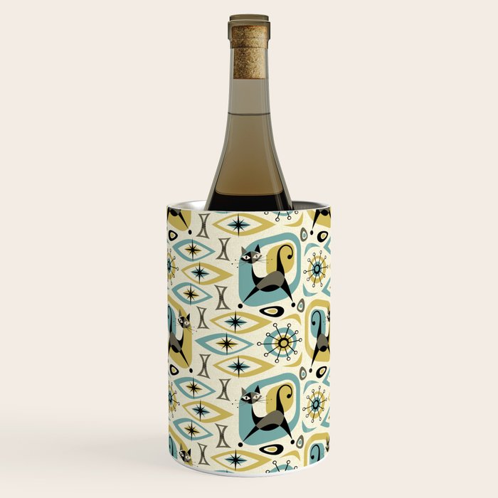 Mid Century Cat Abstract - Gld/Blu ©studioxtine Wine Chiller Gallery Image 3