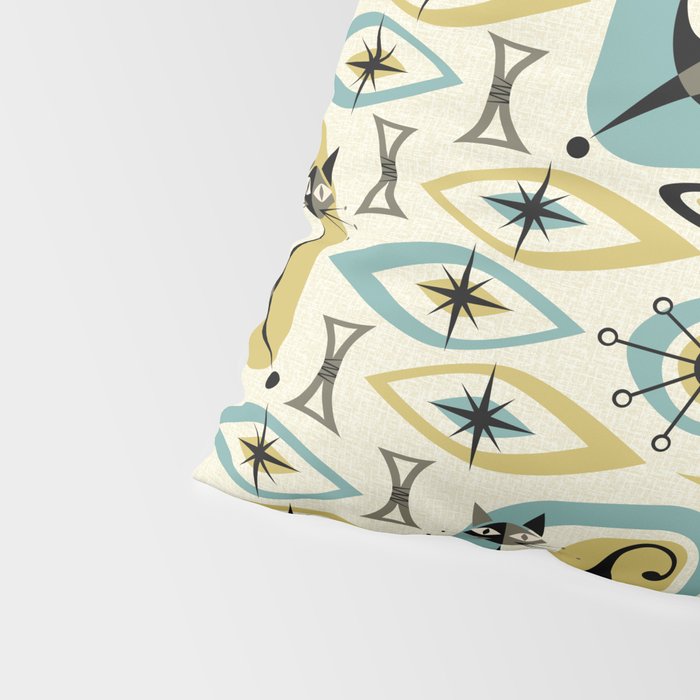 Mid Century Cat Abstract - Gld/Blu ©studioxtine Pillow Sham Gallery Image 4