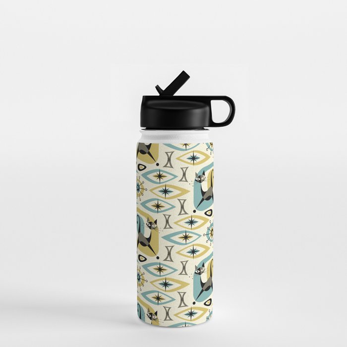 Mid Century Cat Abstract - Gld/Blu ©studioxtine Water Bottle Gallery Image 1