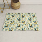 Mid Century Cat Abstract - Gld/Blu ©studioxtine Rug Gallery Image 1