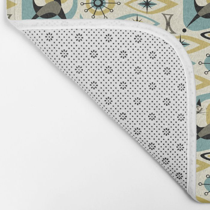 Mid Century Cat Abstract - Gld/Blu ©studioxtine Bath Mat Gallery Image 2