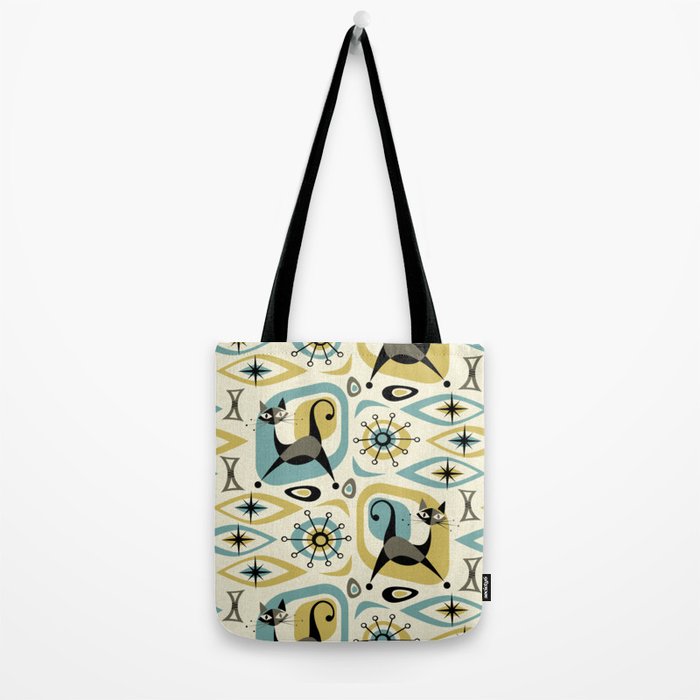 Mid Century Cat Abstract - Gld/Blu ©studioxtine Tote Bag Gallery Image 2