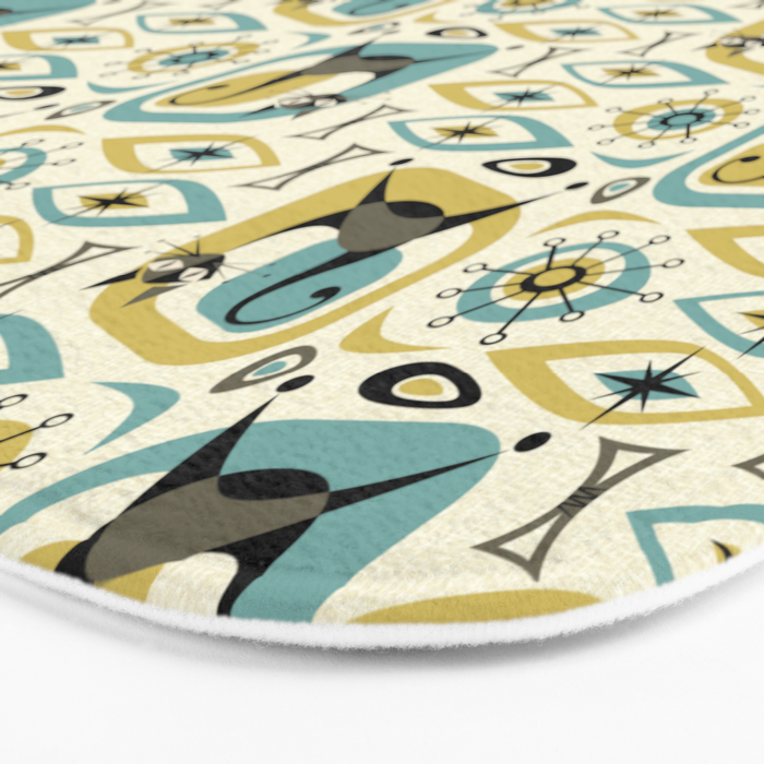 Mid Century Cat Abstract - Gld/Blu ©studioxtine Bath Mat Gallery Image 3