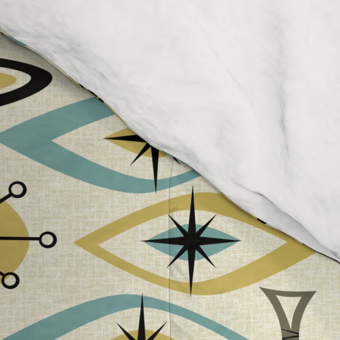 Mid Century Cat Abstract - Gld/Blu ©studioxtine Comforter Gallery Image 4