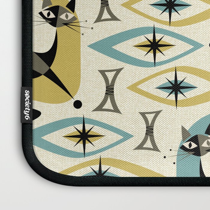 Mid Century Cat Abstract - Gld/Blu ©studioxtine Laptop Sleeve Gallery Image 3