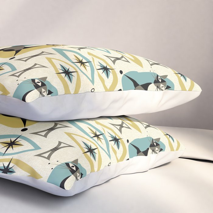 Mid Century Cat Abstract - Gld/Blu ©studioxtine Pillow Sham Gallery Image 3