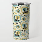 Mid Century Cat Abstract - Gld/Blu ©studioxtine Travel Mug Gallery Image 1