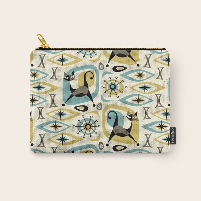 Mid Century Cat Abstract - Gld/Blu ©studioxtine Carry All Pouch Gallery Image 1