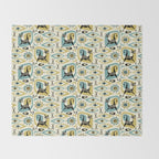 Mid Century Cat Abstract - Gld/Blu ©studioxtine Throw Blanket Gallery Image 2