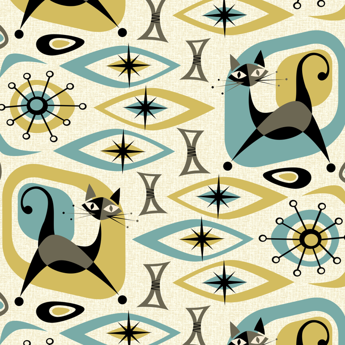 Mid Century Cat Abstract - Gld/Blu ©studioxtine Coffee Mug Gallery Image 2