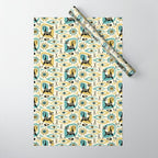 Mid Century Cat Abstract - Gld/Blu ©studioxtine Wrapping Paper Gallery Image 1
