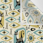 Mid Century Cat Abstract - Gld/Blu ©studioxtine Wall Tapestry Gallery Image 3