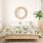 Mid Century Cat Abstract - Gld/Blu ©studioxtine Duvet Cover Gallery Image 3