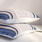 Greek Key - Meander - Blue and Beige Pillow Sham Gallery Image 3