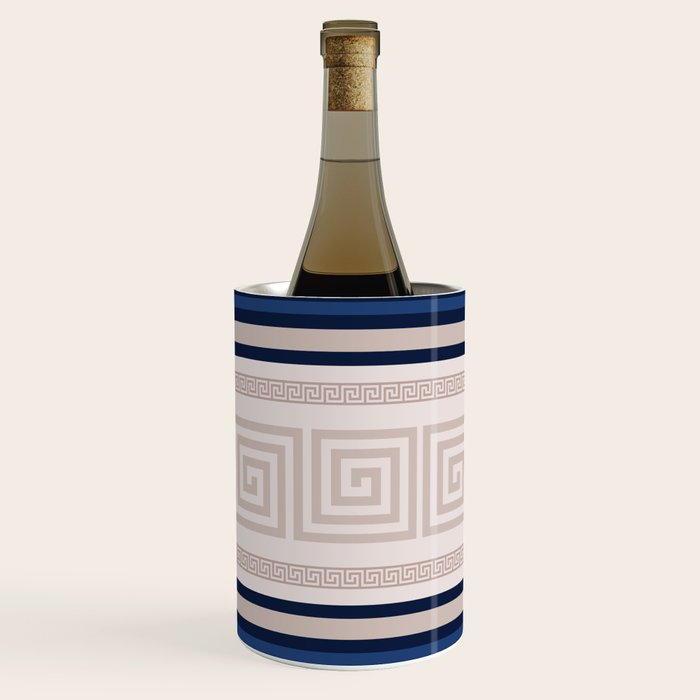Greek Key - Meander - Blue and Beige Wine Chiller Gallery Image 2