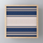 Greek Key - Meander - Blue and Beige Mini Art Print Gallery Image 1