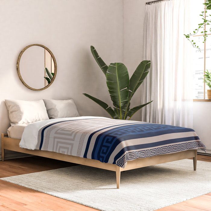 Greek Key - Meander - Blue and Beige Comforter Gallery Image 2
