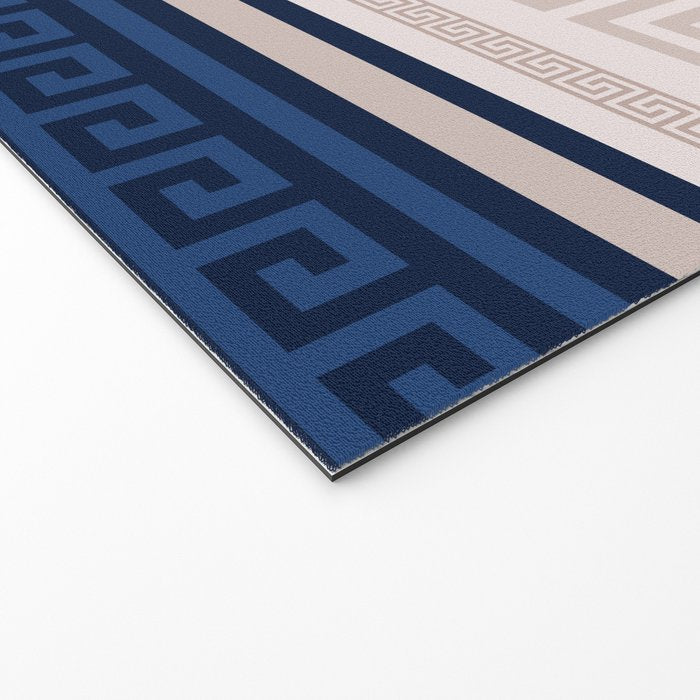 Greek Key - Meander - Blue and Beige Welcome Mat Gallery Image 2