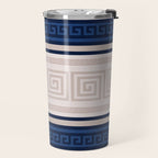 Greek Key - Meander - Blue and Beige Travel Mug Gallery Image 2