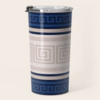 Greek Key - Meander - Blue and Beige Travel Mug Gallery Image 3
