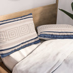Greek Key - Meander - Blue and Beige Pillow Sham Gallery Image 2