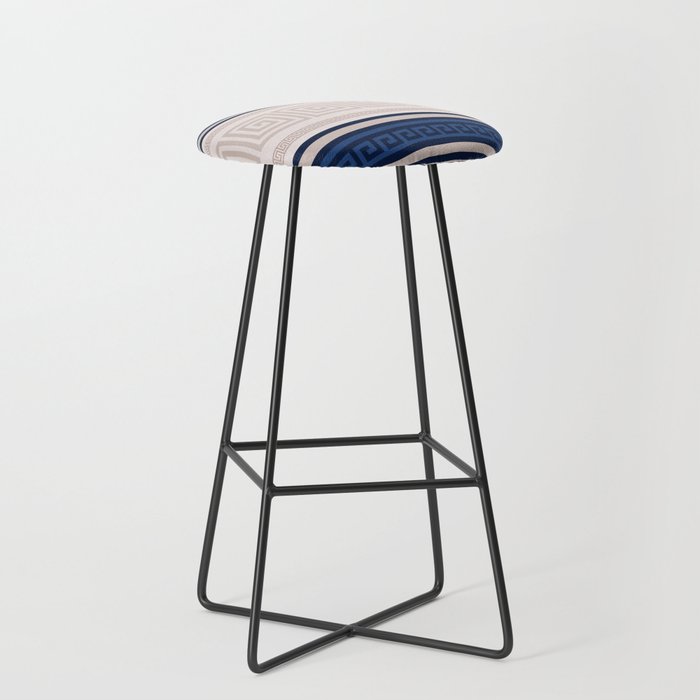 Greek Key - Meander - Blue and Beige Stool Gallery Image 1