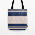 Greek Key - Meander - Blue and Beige Tote Bag Gallery Image 1