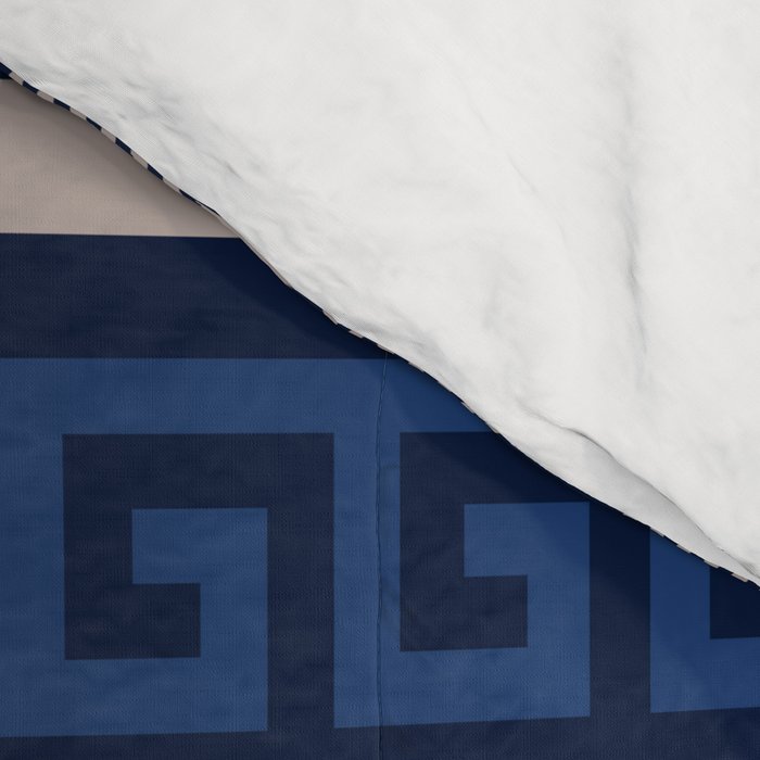 Greek Key - Meander - Blue and Beige Comforter Gallery Image 4