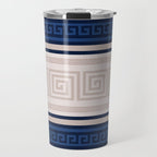 Greek Key - Meander - Blue and Beige Travel Mug Gallery Image 1