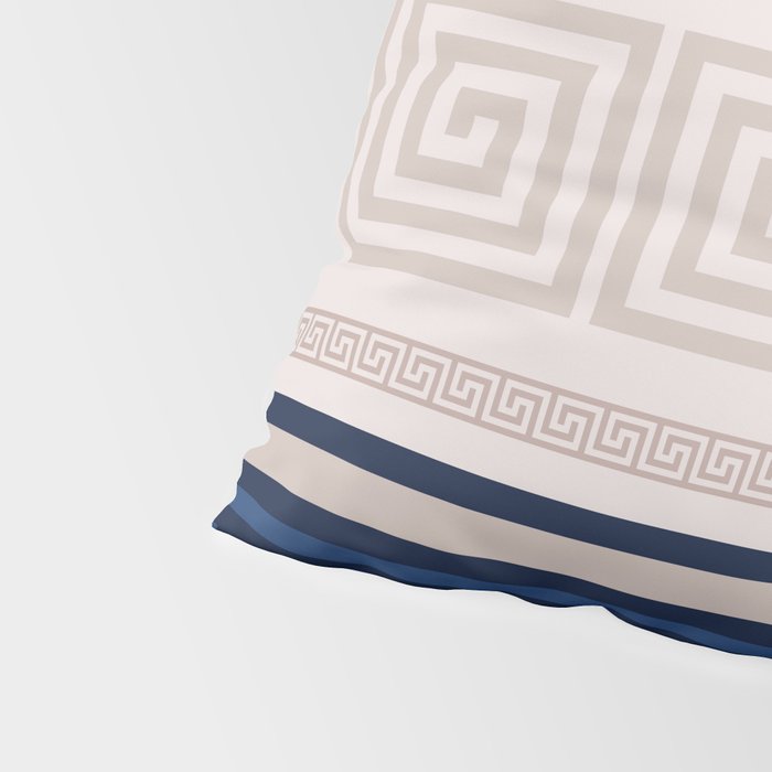 Greek Key - Meander - Blue and Beige Pillow Sham Gallery Image 4