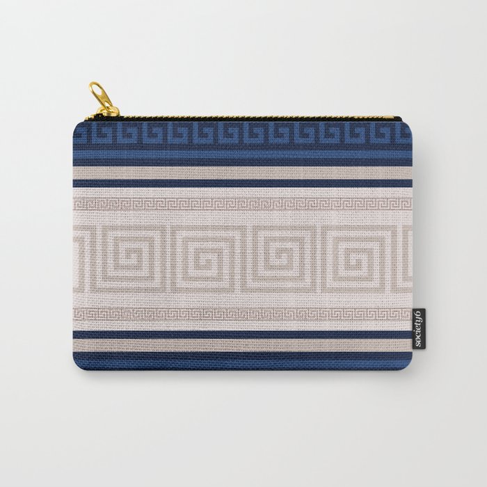Greek Key - Meander - Blue and Beige Carry All Pouch Gallery Image 1