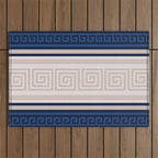 Greek Key - Meander - Blue and Beige Outdoor Rug Gallery Image 1