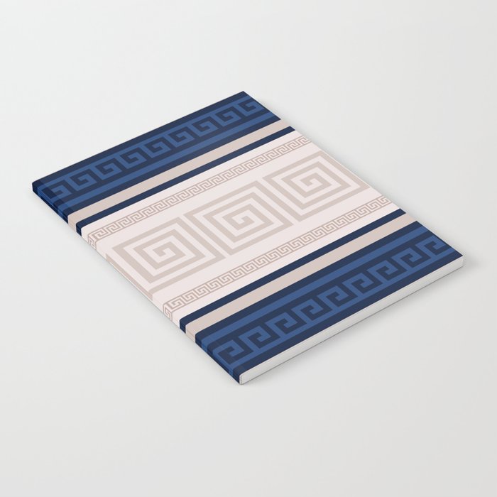 Greek Key - Meander - Blue and Beige Notebook Gallery Image 1
