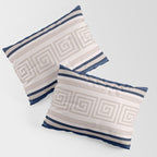 Greek Key - Meander - Blue and Beige Pillow Sham Gallery Image 3