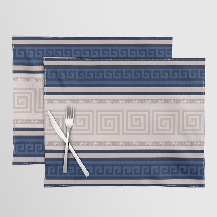 Greek Key - Meander - Blue and Beige Placemat Gallery Image 1