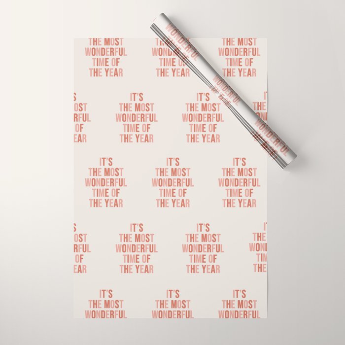 The Most Wonderful Time Of The Year Warm Pink Wrapping Paper Gallery Image 1