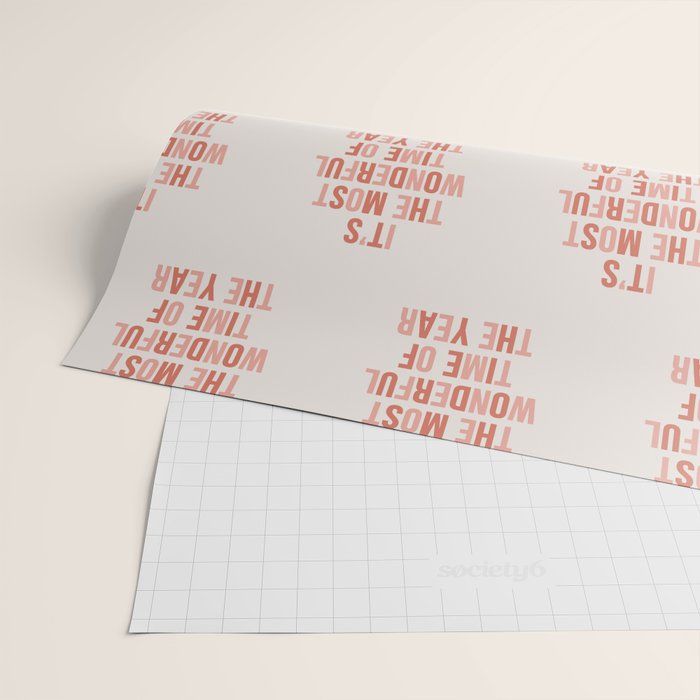 The Most Wonderful Time Of The Year Warm Pink Wrapping Paper Gallery Image 2