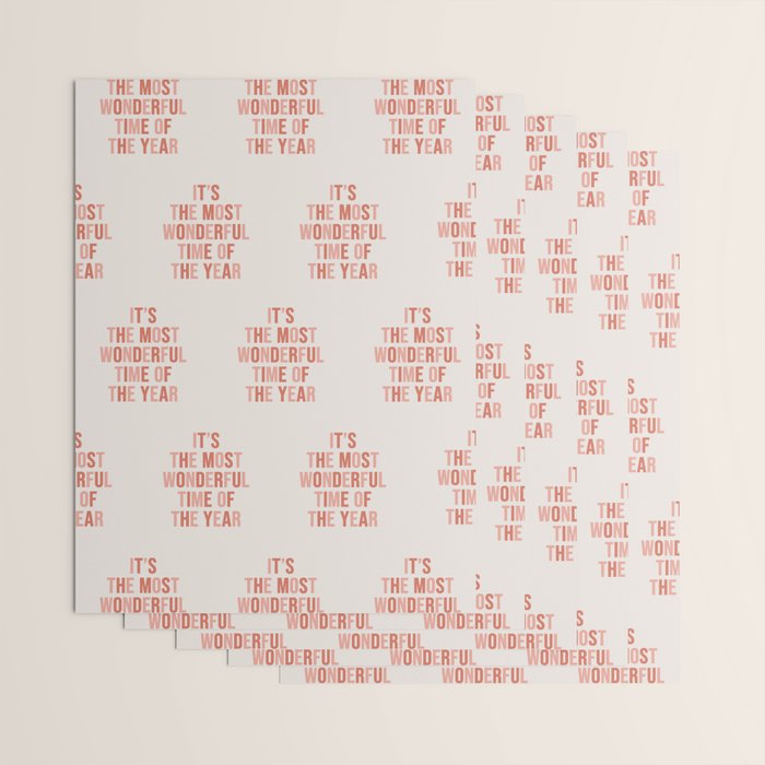 The Most Wonderful Time Of The Year Warm Pink Wrapping Paper Gallery Image 3