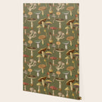 Forest Mushroom Goblincore Aesthetic Pattern - Lichen Green  Wallpaper Gallery Image 2