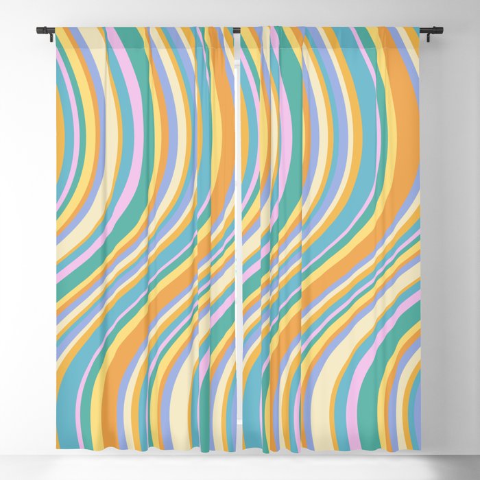 Wavy Stripes XXIV - 90s Summer Window Curtain Gallery Image 1