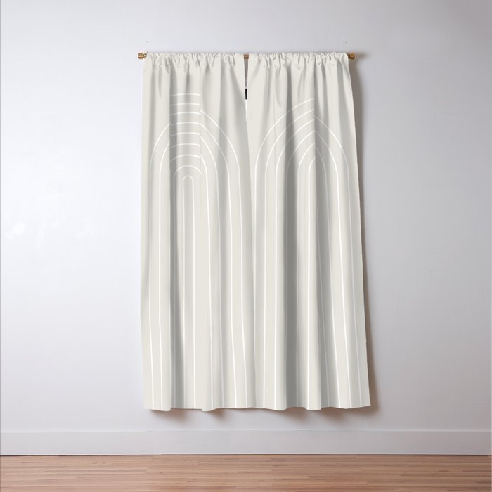 Minimal Arch II Natural Off White Modern Geometric Lines Window Curtain Gallery Image 3