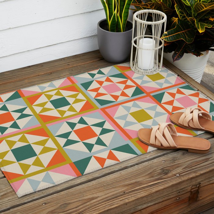 Playful patchwork pattern Outdoor Rug Gallery Image 2