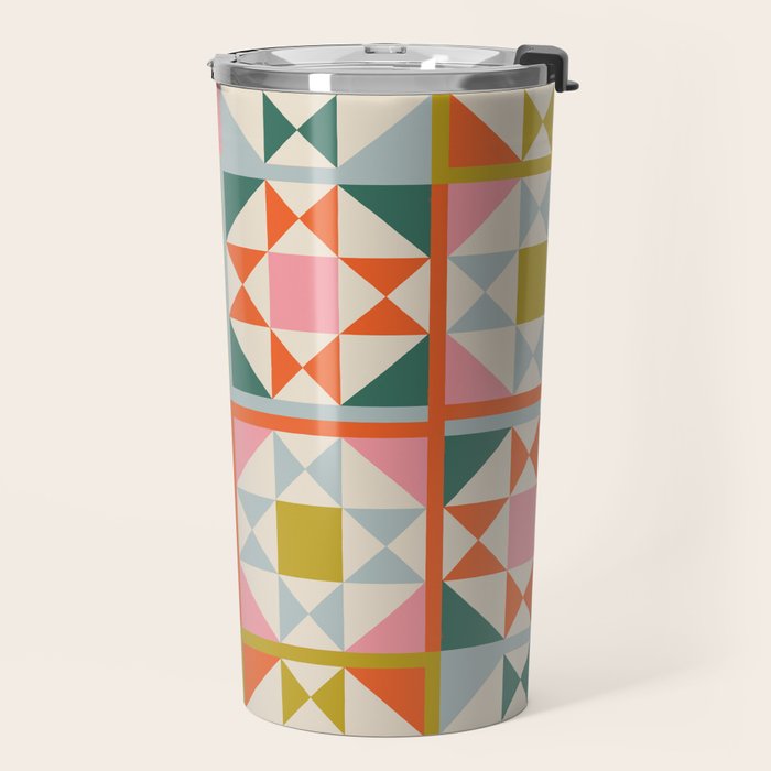 Playful patchwork pattern Travel Mug Gallery Image 2