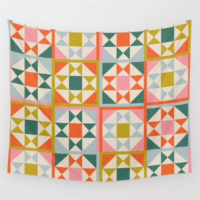 Playful patchwork pattern Wall Tapestry Gallery Image 4