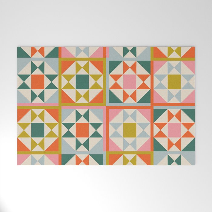 Playful patchwork pattern Welcome Mat Gallery Image 1